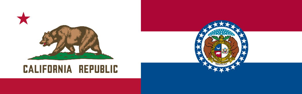 Kalifornia ja Missouri